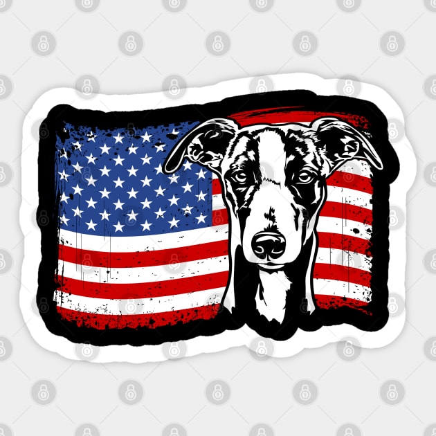 Proud Whippet American Flag patriotic dog Sticker by wilsigns